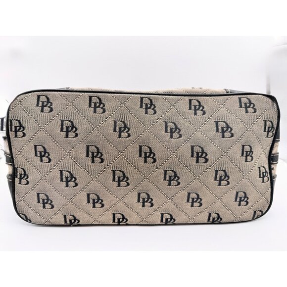 Dooney & Bourke Signature Logo Canvas Shoulder Bag Tan w/ Black Leather Trim - Picture 5 of 14